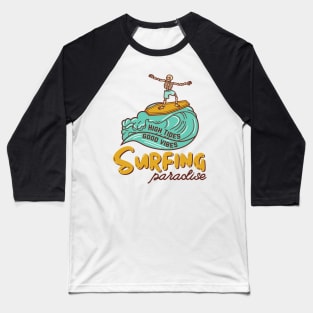 Colorful Retro Summer Surfing T-Shirt Baseball T-Shirt